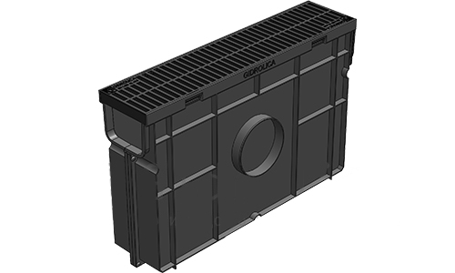 Комплект Gidrolica Light:пескоуловитель для пластиковых лотков  с решеткой пластиковой  кл. А15