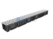 Комплект Gidrolica Light: лоток водоотводный ЛВ -10.11,5.9,6 со сталь решеткой РВ-10.10,8.100 кл.А15