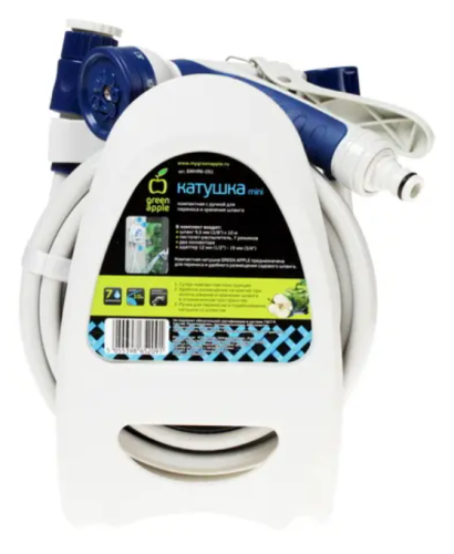 Катушка компактная (mini) с ручкой + шланг 9,5 мм (3/8) х 10 м GWHR6-051 GREEN APPLE