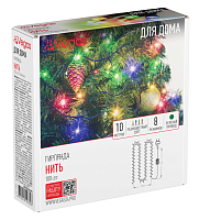 Гирлянда "Нить" 100 разноцветных LED, 8 режимов, зеленый провод, 10 м арт. 55061