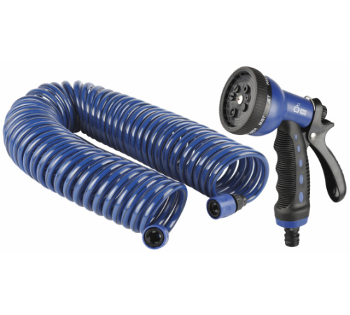 Набор "Шланг спиральный с коннекторами + пистолет-распылитель, 15мм х 9мм (3/8), 8 бар" GWSM6-033 GR