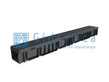 Комплект Gidrolica Light: лоток водоотводный ЛВ-10.11,5.9,6 с пласт решеткой РВ-10.11.50 ячеист В125