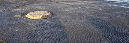 Укладка асфальтобетона с армированием геосеткой bitutex. Логистический центр бауцентр калининград