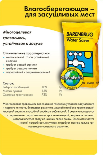Газонная травосмесь Влагосберегающая/Засухоустойчивая 15 кг (Голландия)