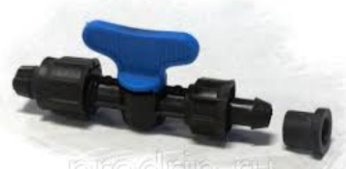 Кран стартовый, для капельной ленты, с прокладкой и поджимной гайкой