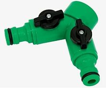 Распределитель двухканальный  с внутр резьбой 3/4" и редуктором 1/2"GH арт: HC601S Цвет: Зеленый 