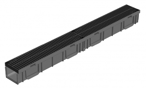 Комплект Gidrolica Light: лоток водоотводный ЛВ-10.11,5.5,5 с пласт решеткой РВ-10.11.50 ячеист В125