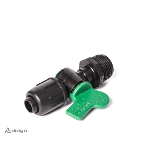 Кран для трубки QJ PCV M (GZ) 16-3/4" Irritec  Цвет: Черно-Зеленый 